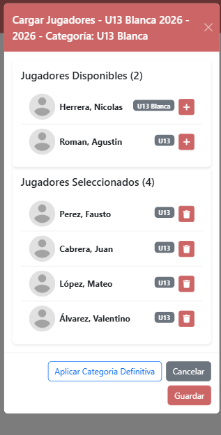 Captura Cargar Jugadores